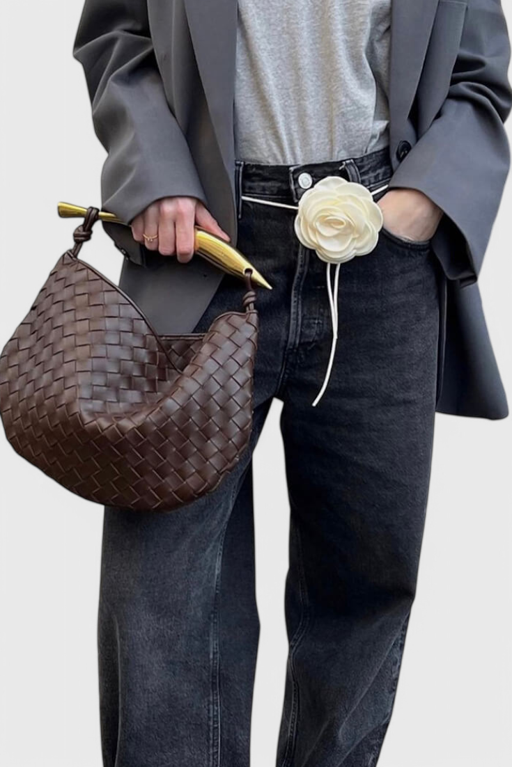Borsa Gerda Bolso Woven con Manico Dorato