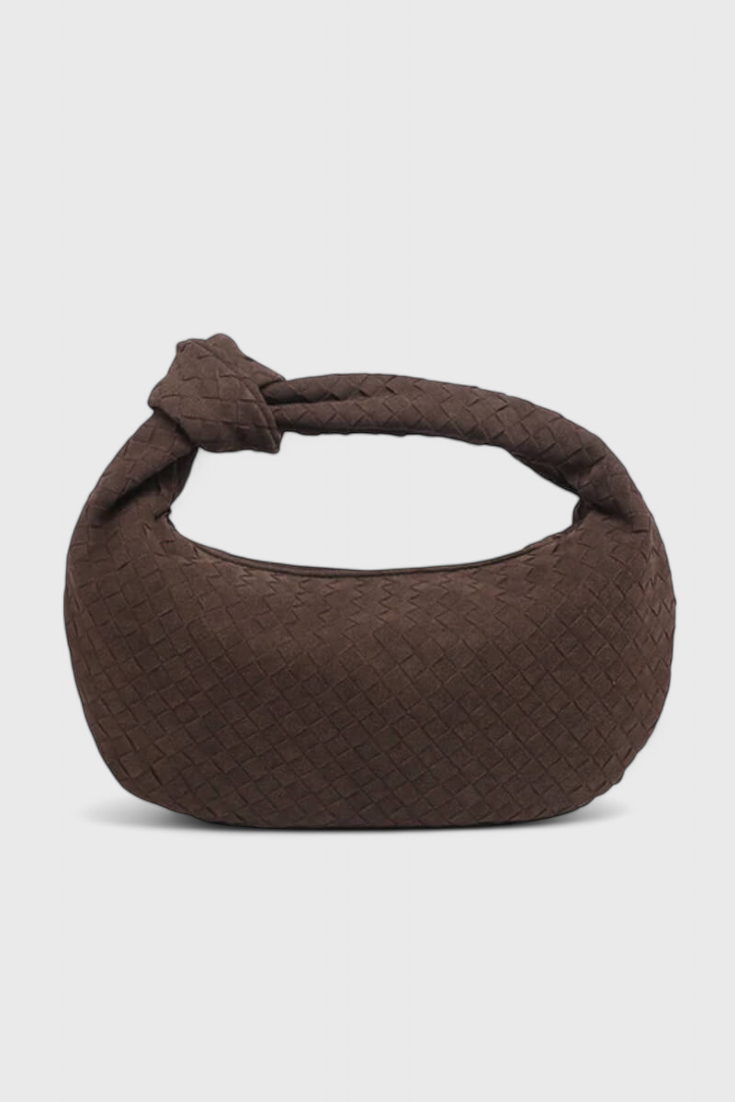 Borsa Media Viola Intrecciata con Dettaglio Nodo