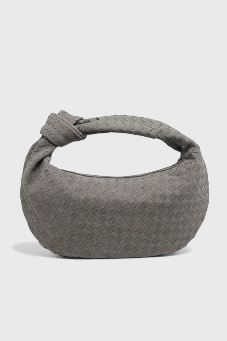 Borsa Media Viola Intrecciata con Dettaglio Nodo