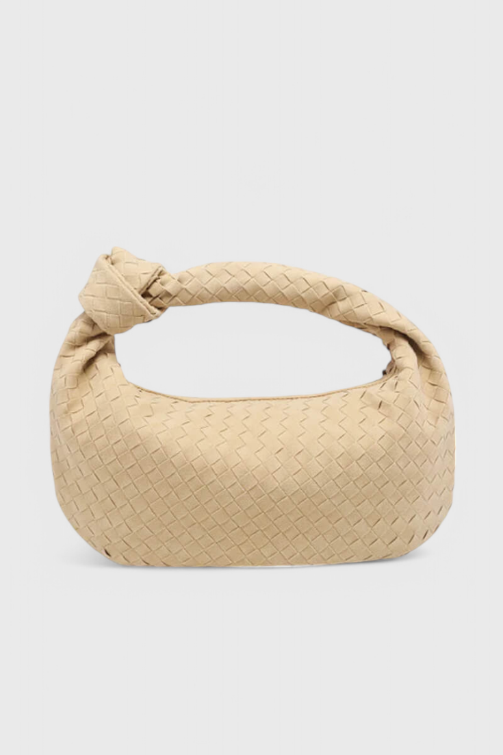 Borsa Media Viola Intrecciata con Dettaglio Nodo
