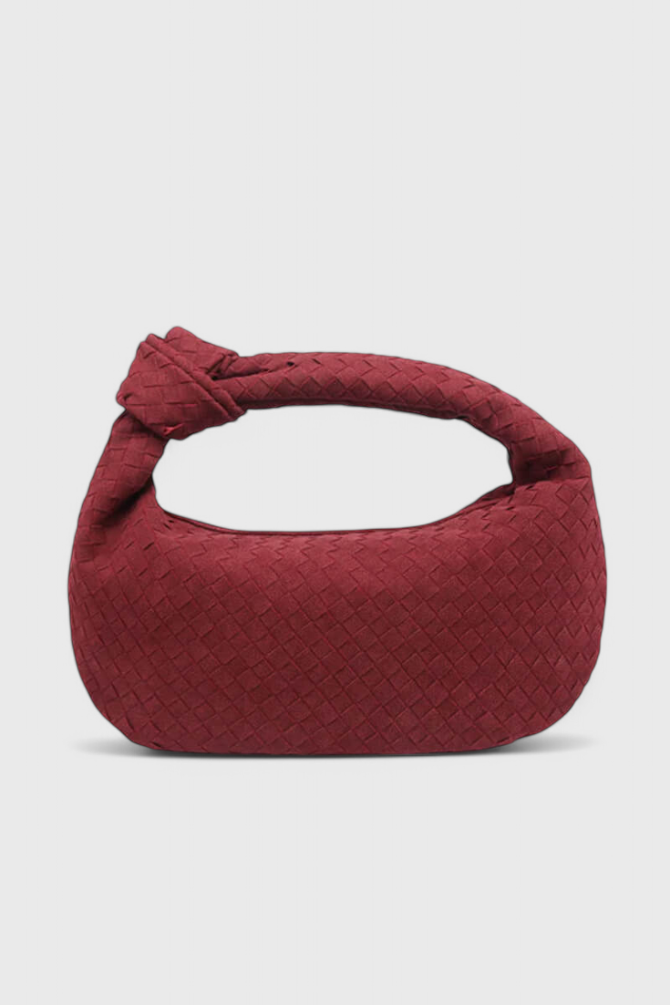 Borsa Media Viola Intrecciata con Dettaglio Nodo