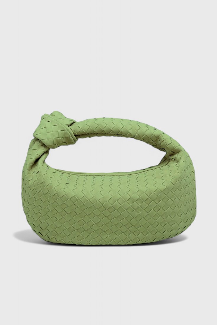 Borsa Media Viola Intrecciata con Dettaglio Nodo