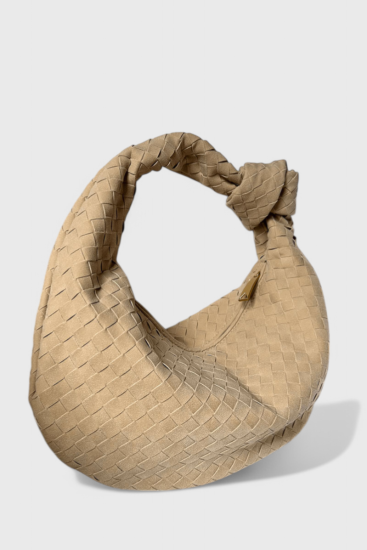 Borsa Media Viola Intrecciata con Dettaglio Nodo