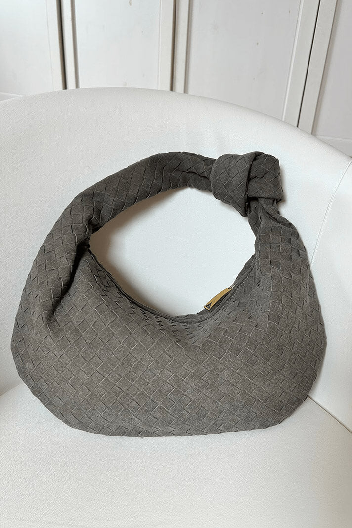 Borsa Media Viola Intrecciata con Dettaglio Nodo