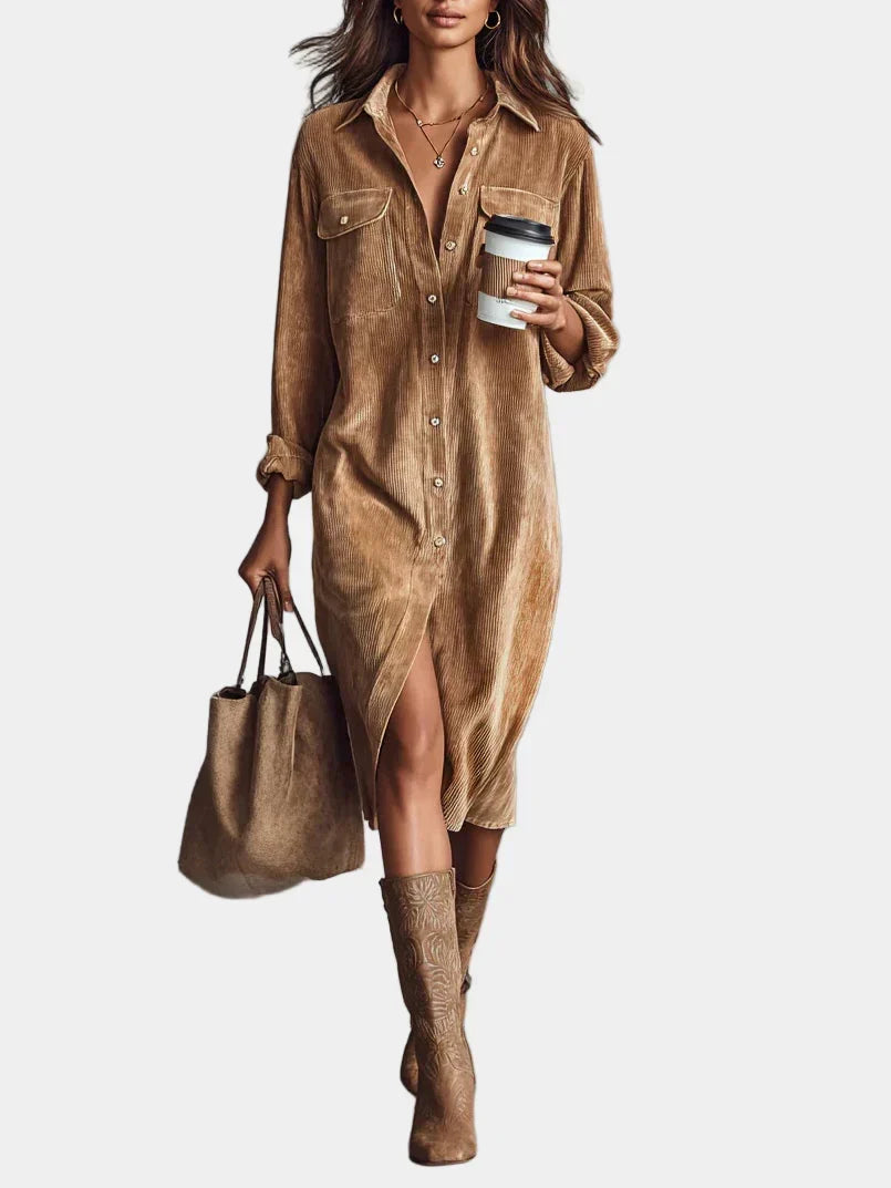 Abito midi elegante in corduroy Margarita