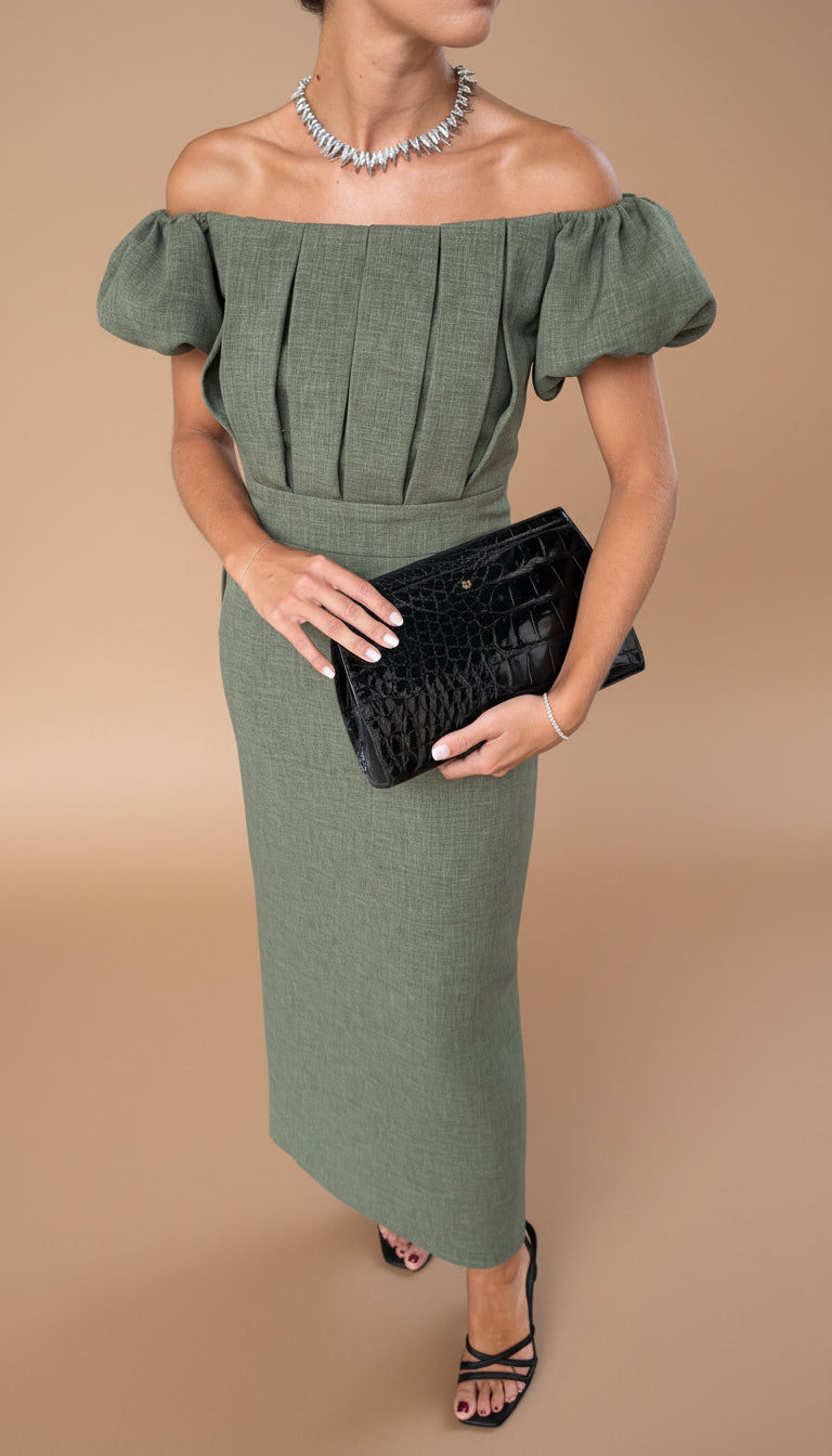 JASMINE | Abito midi elegante con vita accentuata e stile serale senza tempo