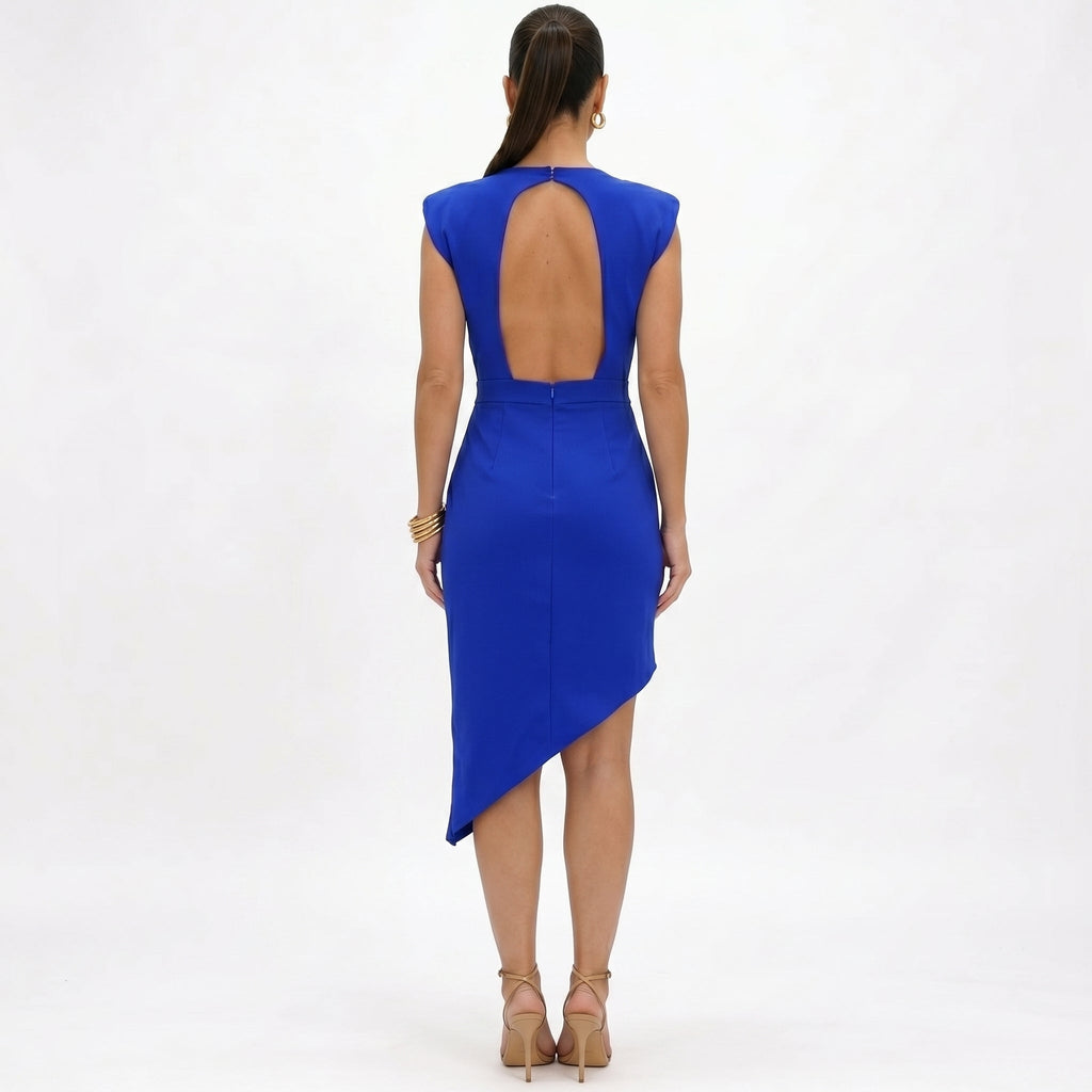 Lana - Vestito asimmetrico con spalle strutturate