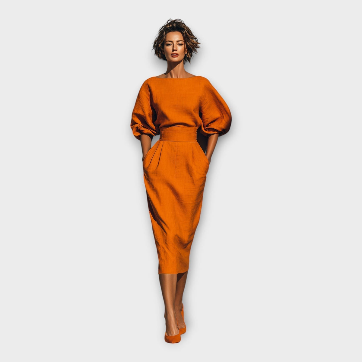 Abito elegante con design raffinato e estetica minimal
