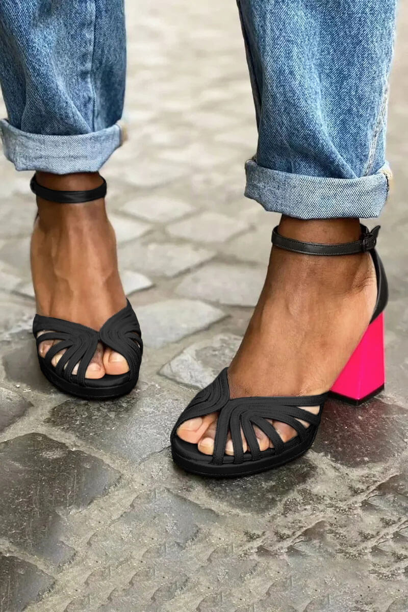 Zoe - Sandali bicolore con zeppa