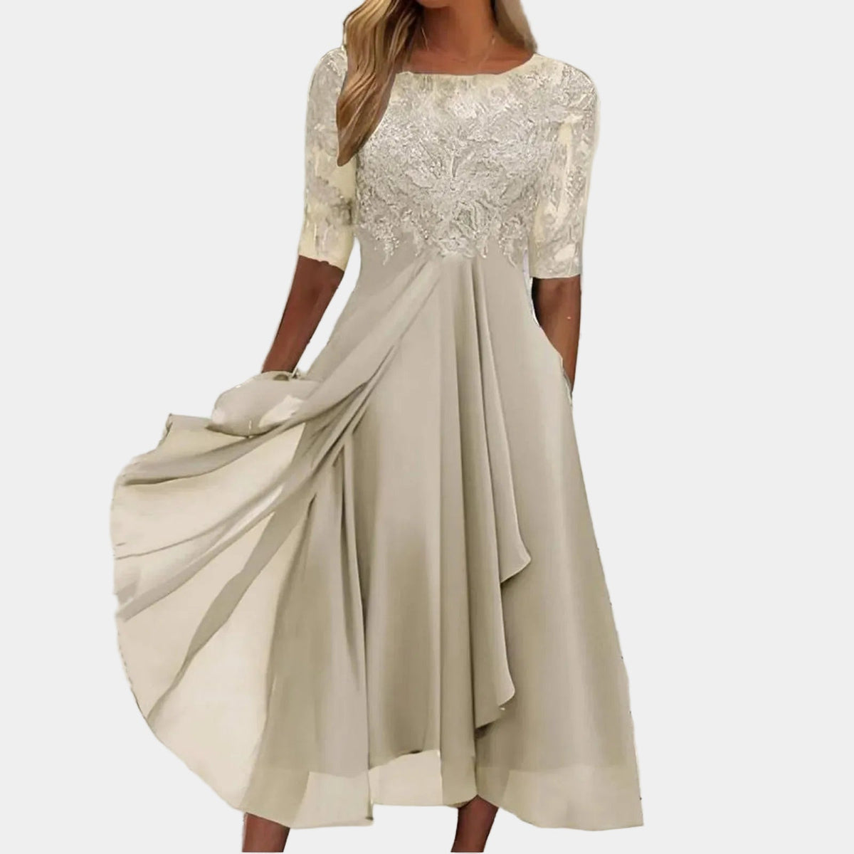 VICTORIA | Abito elegante in pizzo con gonna ampia