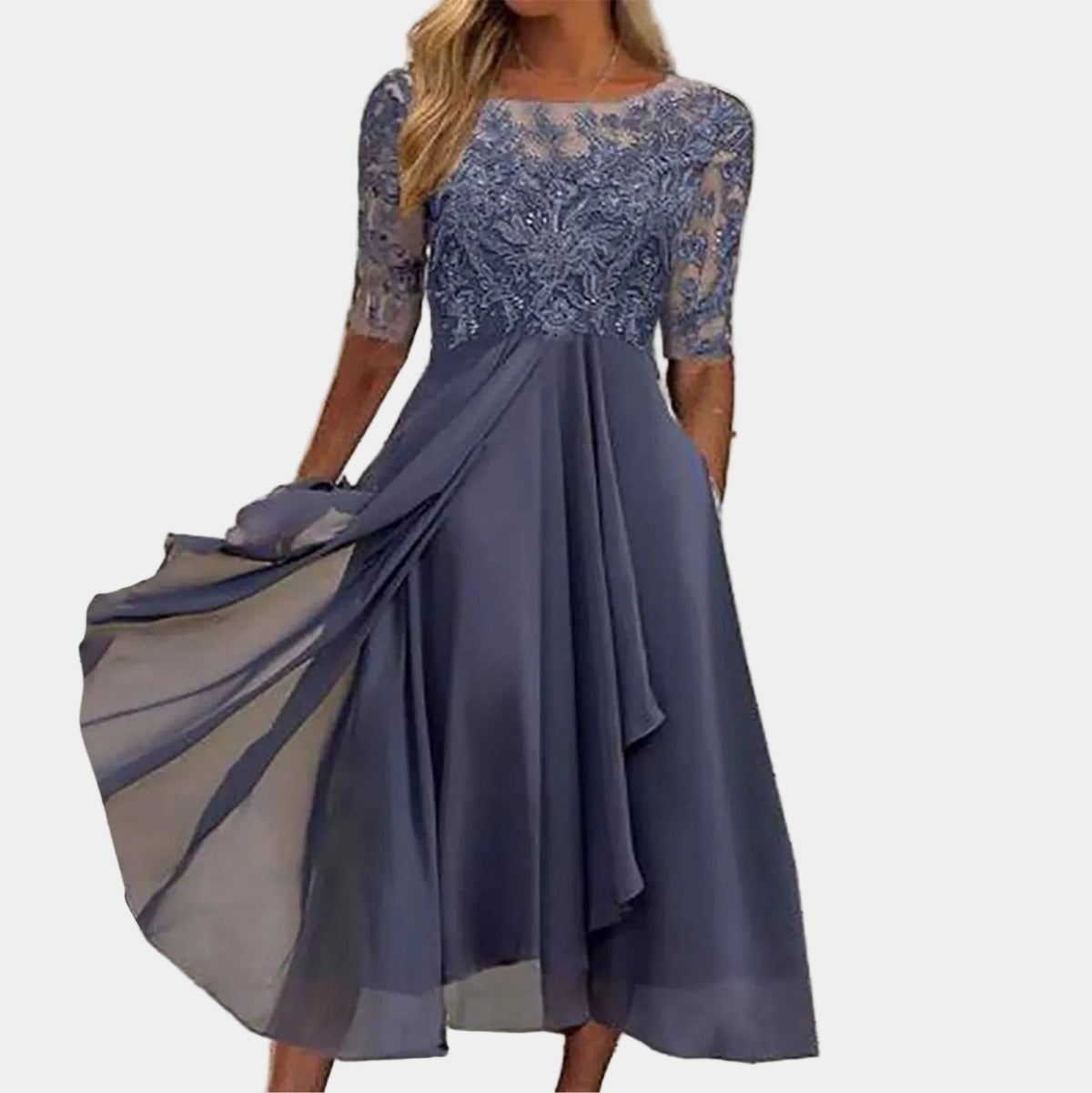 VICTORIA | Abito elegante in pizzo con gonna ampia