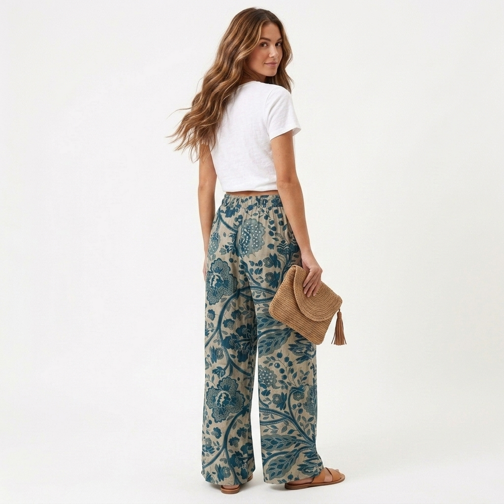 Agnes - Pantaloni a vita alta con fiori
