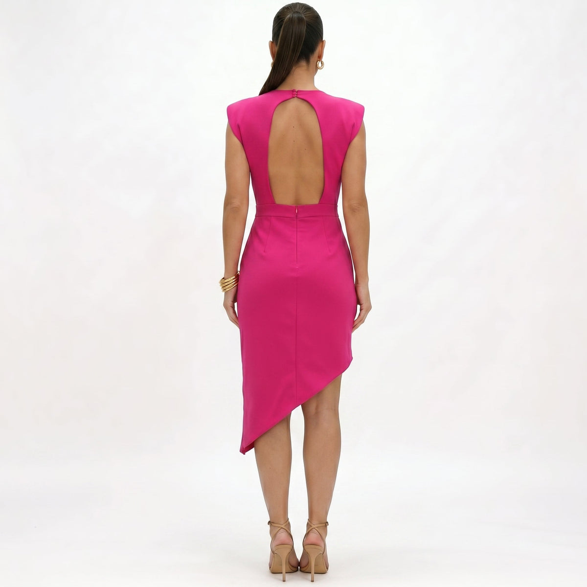 Lana - Vestito asimmetrico con spalle strutturate