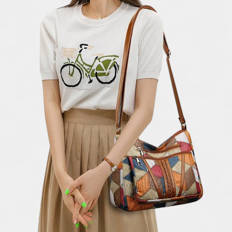 Borsa a Mano in Pelle Stile Mosaico