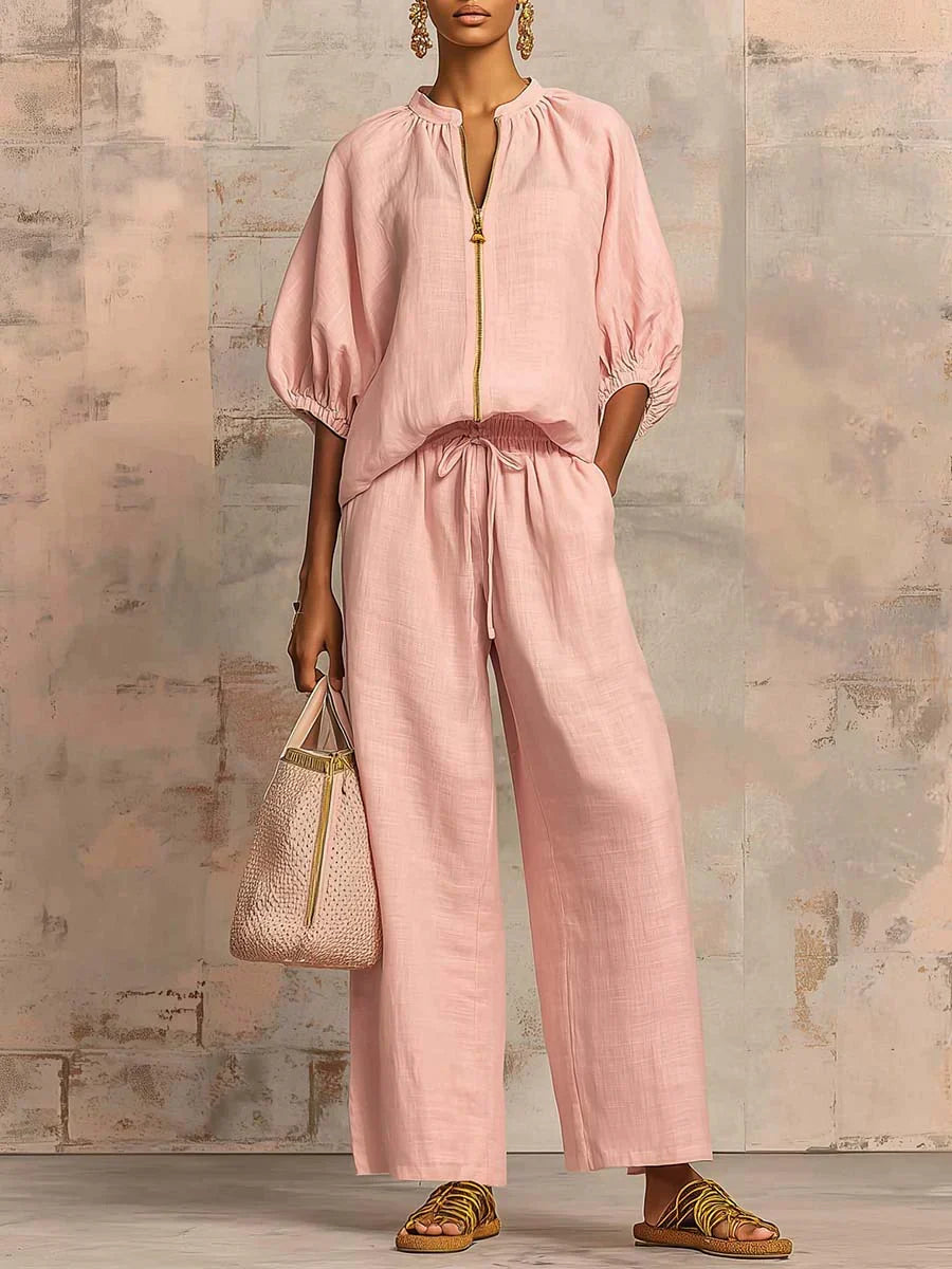 Alba - Set di due pezzi: Camicia morbida e pantaloni a gamba larga