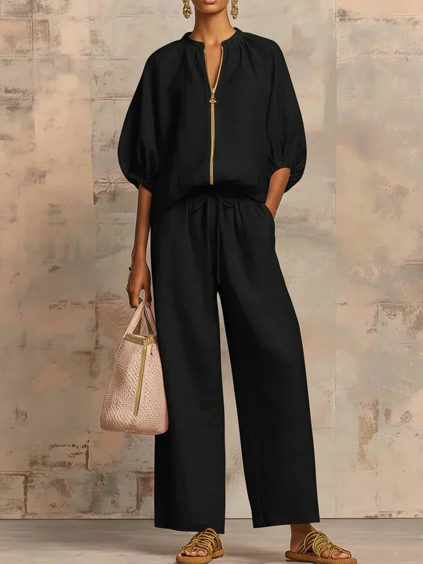 Alba - Set di due pezzi: Camicia morbida e pantaloni a gamba larga