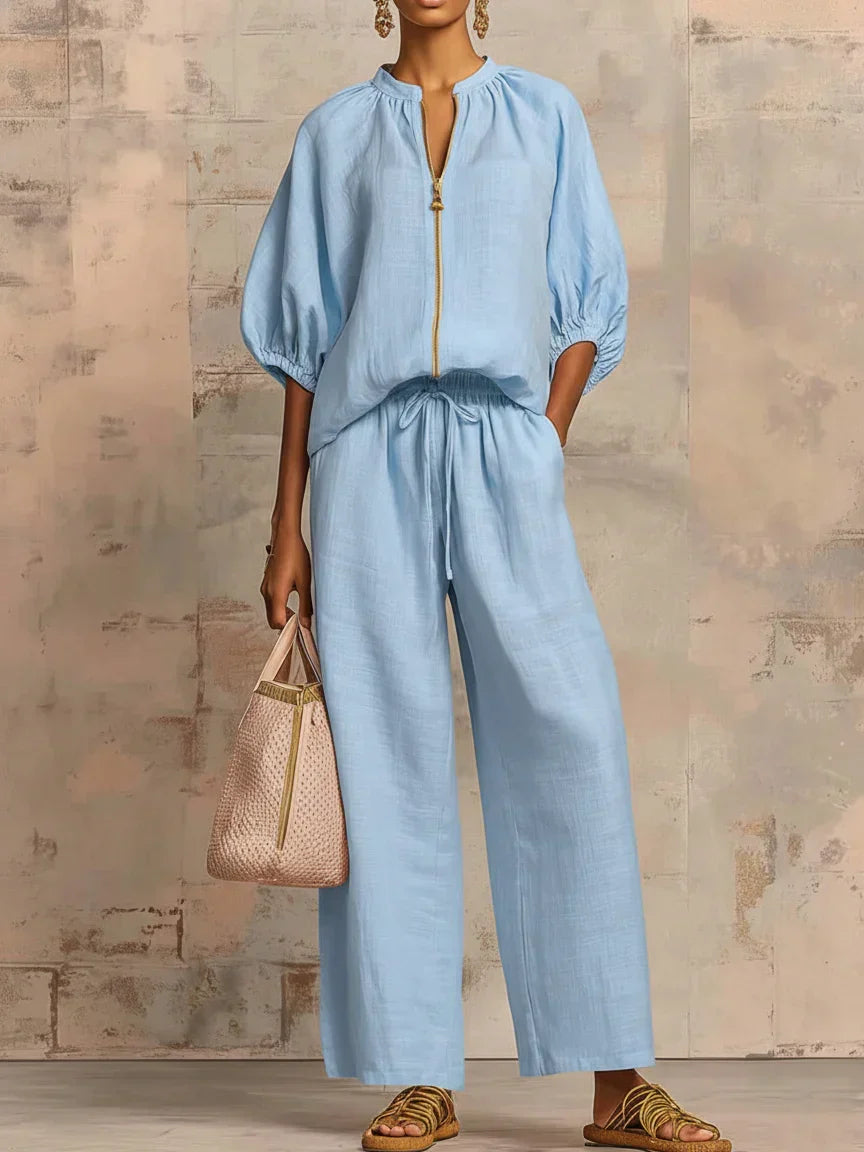 Alba - Set di due pezzi: Camicia morbida e pantaloni a gamba larga