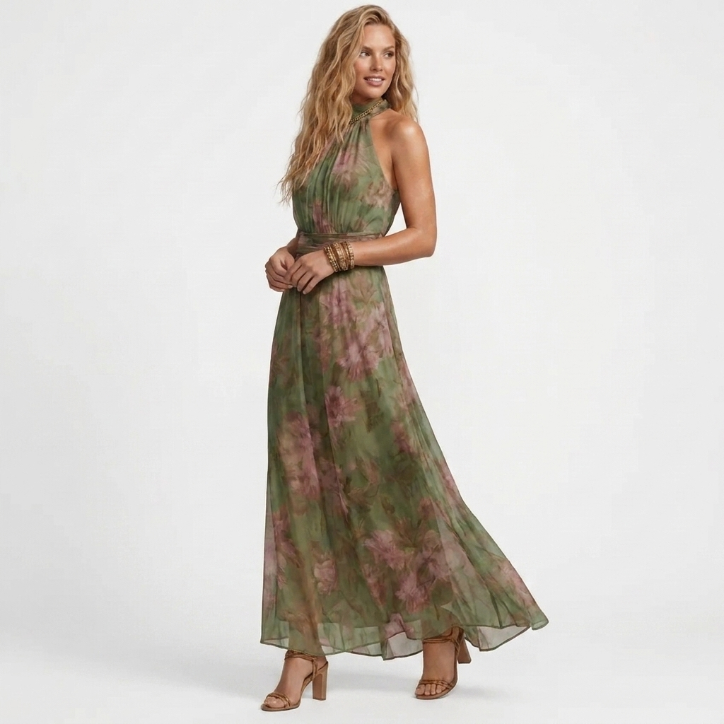 Theia - Abito maxi floreale verde