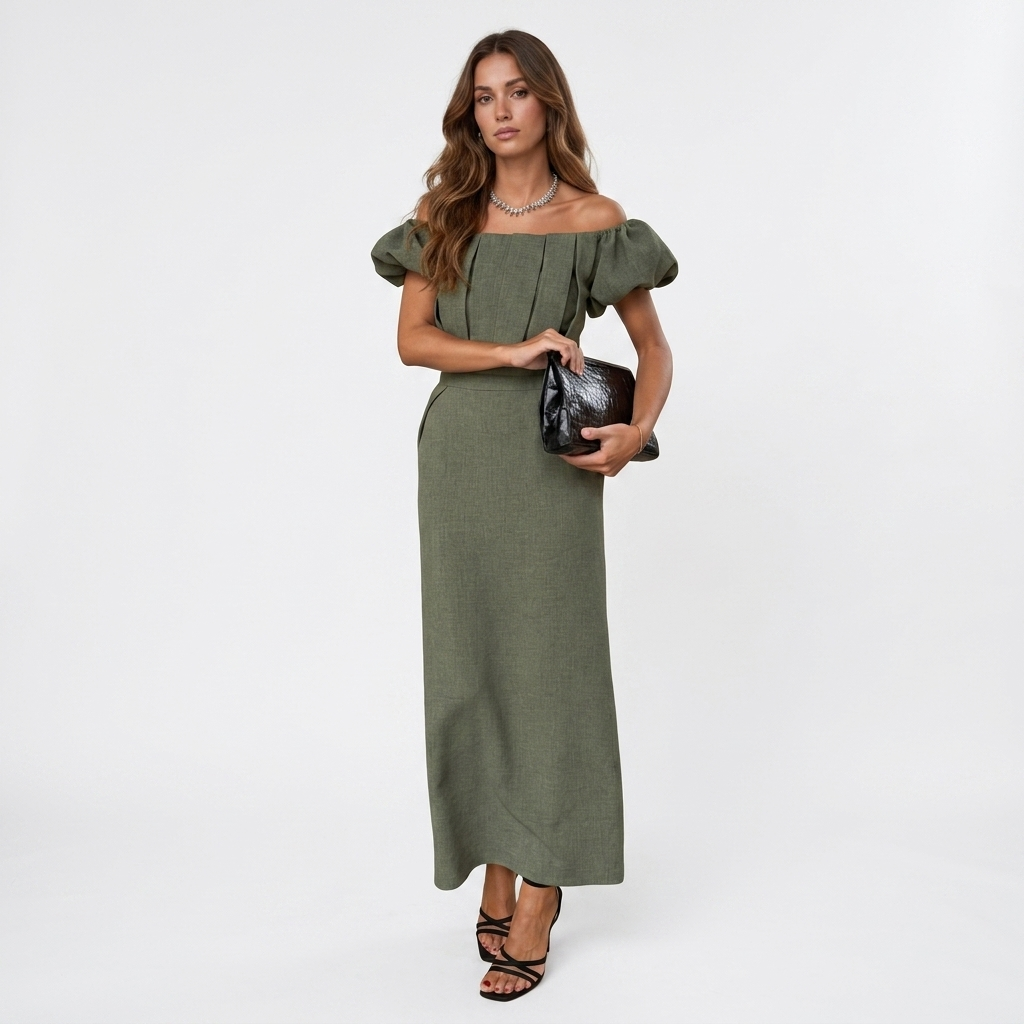 JASMINE | Abito midi elegante con vita accentuata e stile serale senza tempo