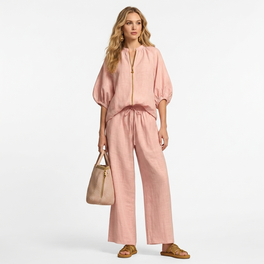 Alba - Set di due pezzi: Camicia morbida e pantaloni a gamba larga