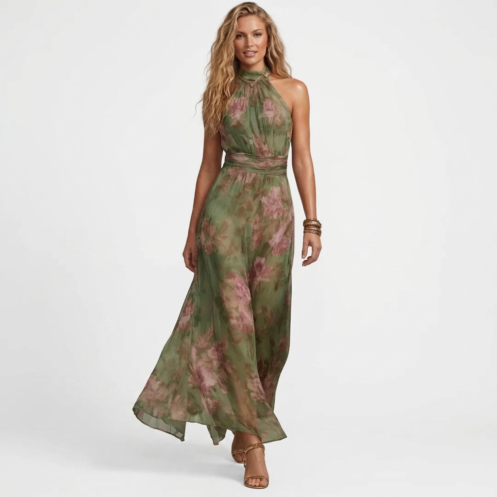 Theia - Abito maxi floreale verde