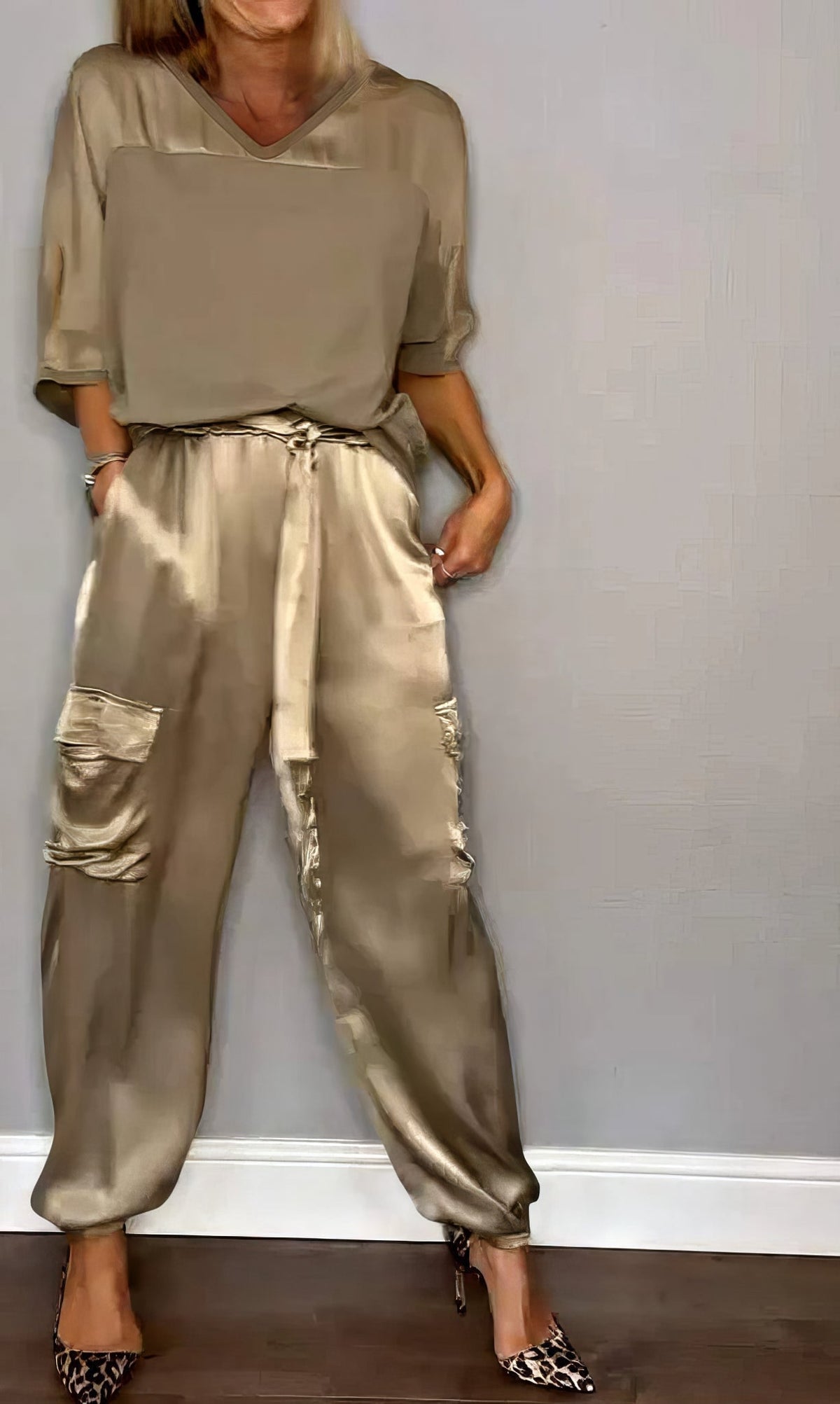 AMELIA | Completo blusa a due pezzi e pantaloni cargo Chic
