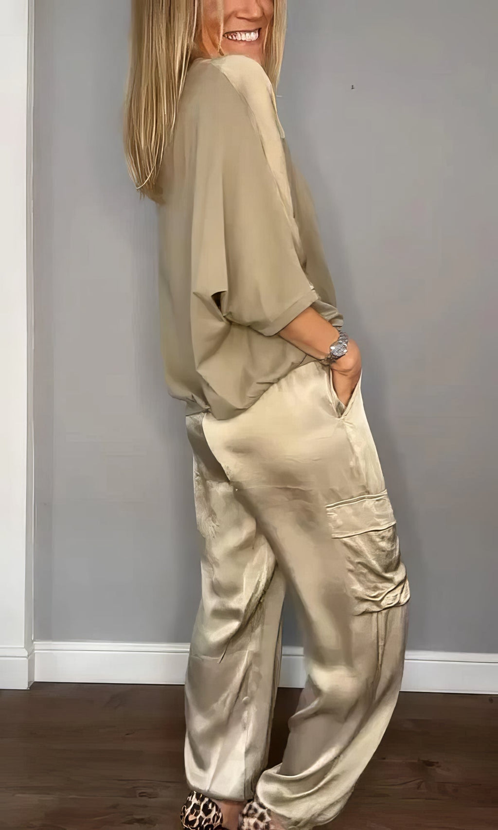 AMELIA | Completo blusa a due pezzi e pantaloni cargo Chic