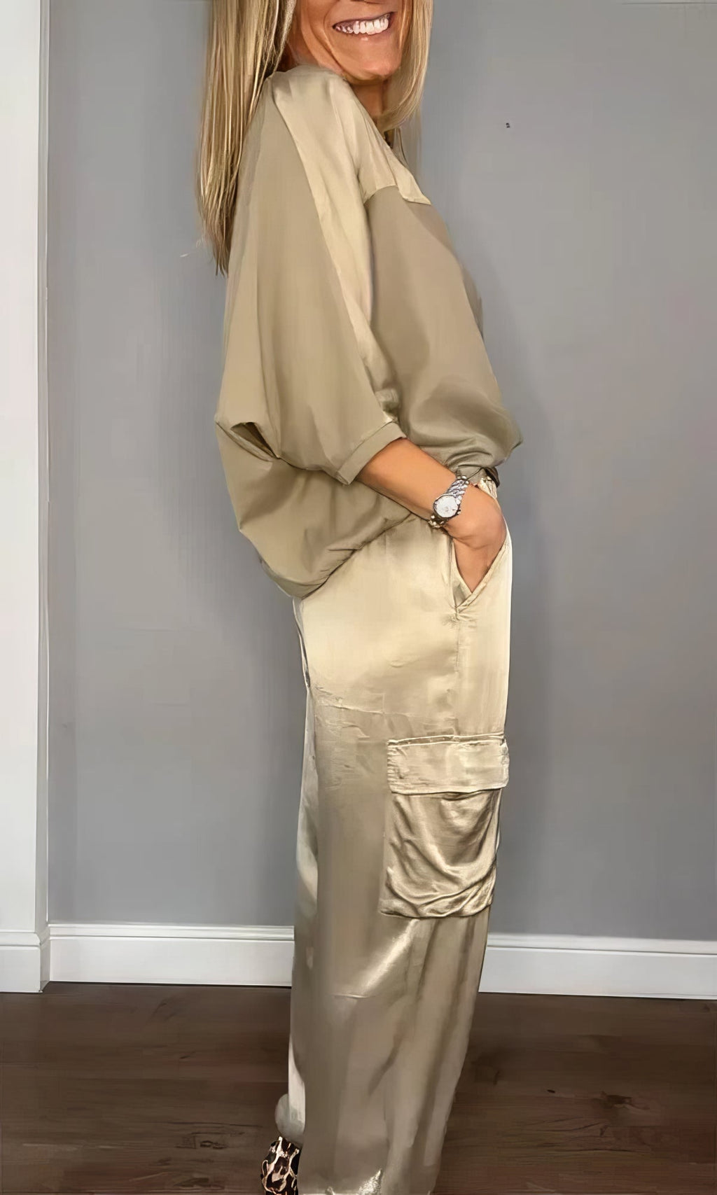 AMELIA | Completo blusa a due pezzi e pantaloni cargo Chic