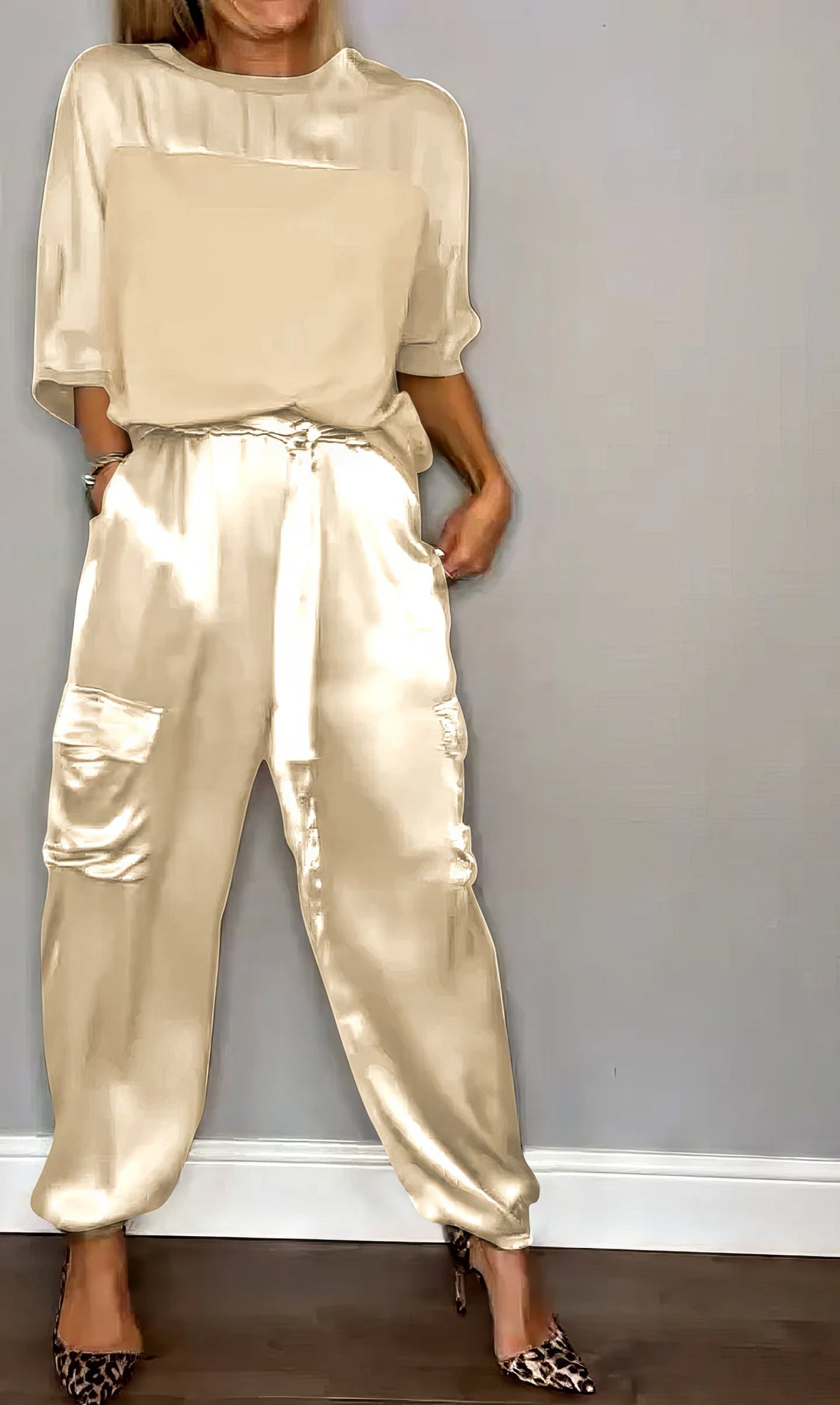 AMELIA | Completo blusa a due pezzi e pantaloni cargo Chic