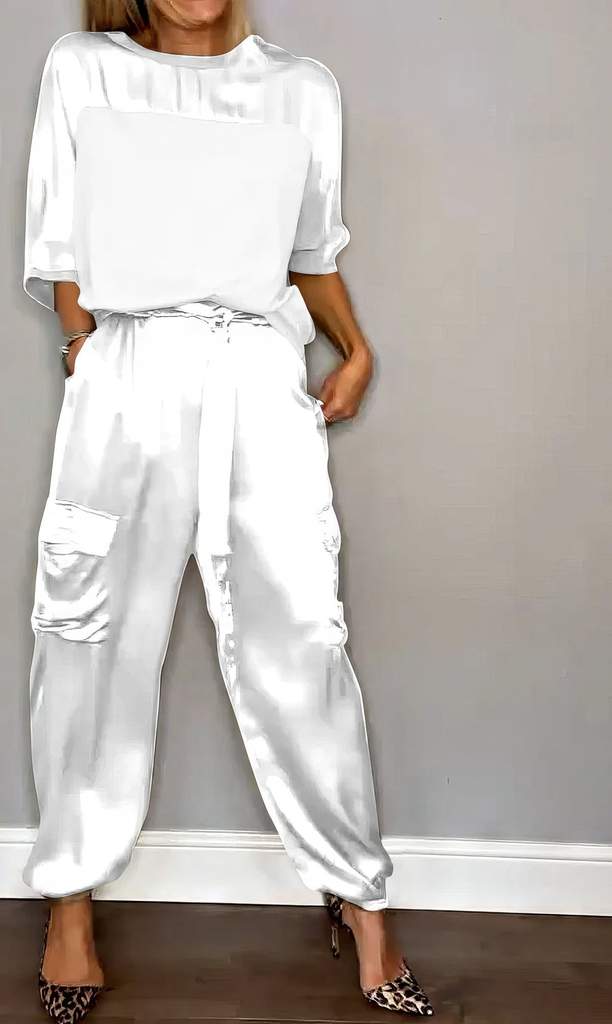AMELIA | Completo blusa a due pezzi e pantaloni cargo Chic